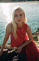 Sloane Linen Top | Chili Pepper
