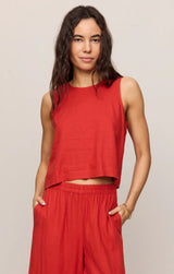 Sloane Linen Top | Chili Pepper