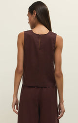Sloane Linen Top | Chocolate Cherry