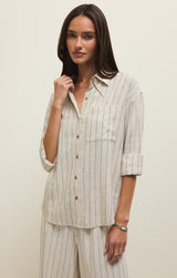 Alfie Striped Button Up | Linen