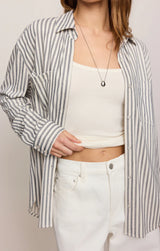 Reese Button Up Striped Top | Eclipse