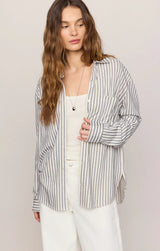 Reese Button Up Striped Top | Eclipse