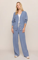 Dazed End Knit Denim Cardigan | Santorini Indigo
