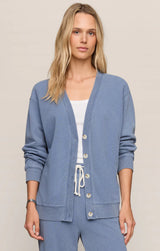 Dazed End Knit Denim Cardigan | Santorini Indigo