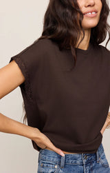 Marika Lace Muscle Tank | Dark Chocolate