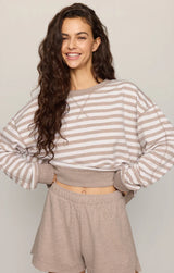 Everyday French Terry Striped Crew | Heather Ash