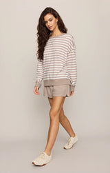 Everyday French Terry Striped Crew | Heather Ash