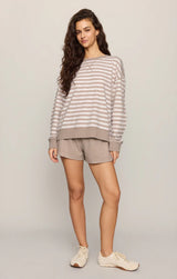 Everyday French Terry Striped Crew | Heather Ash