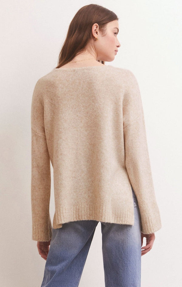 Modern V Neck Sweater | Light Oatmeal Heather - FINAL SALE