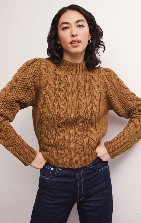 Catya Mock Neck Sweater | Camel - FINAL SALE