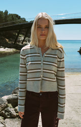 Medina Stripe Cardigan | Aqua Cloud