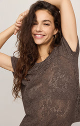 Waverton Crochet Sweater Tee | Cocoa Latte