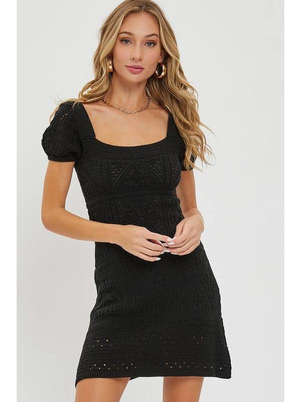 Taylor Crochet Dress | Black