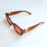 Cat Eye Slim Sunglasses | Gold Accent Tortoise