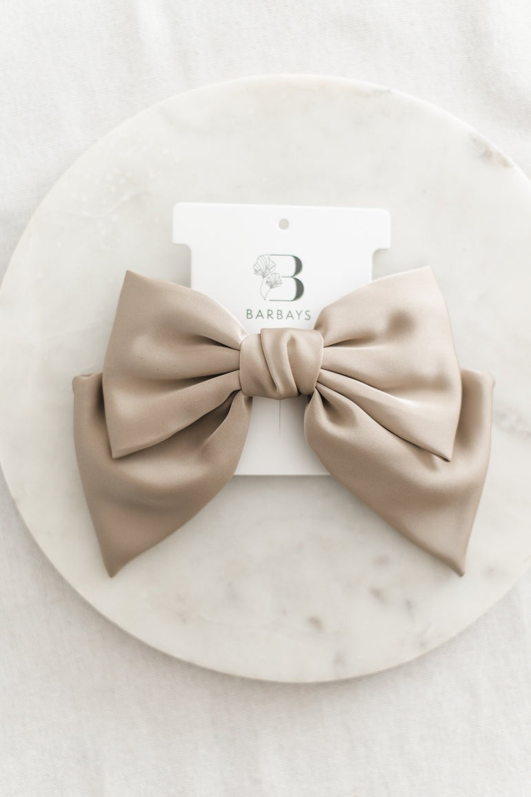 King's Cross Satin Bow | Taupe