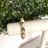 Retro Classic Beaded Bracelet | Neutral Marble & Gold