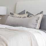 Ruffle Bolster Pillow | Brown & White Stripes