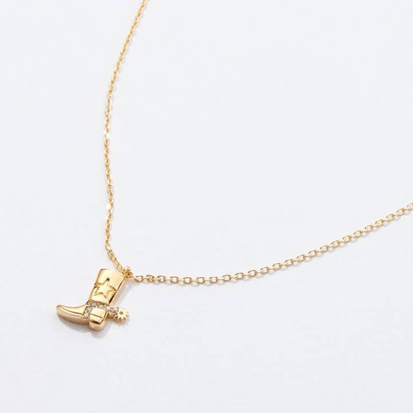 Cowboy Boot Necklace | Gold