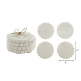 4pc Marble Scallop Coasters | White