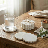 4pc Marble Scallop Coasters | White