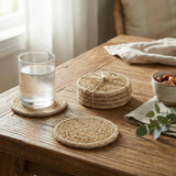 4pc Round Seagrass & Jute Coasters | Natural