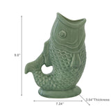 Textured Ceramic Fish Vase | Green