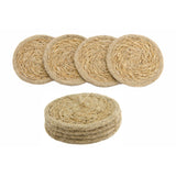 4pc Round Seagrass & Jute Coasters | Natural