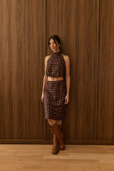 Ellie Midi Skirt | Brown Polka Dot