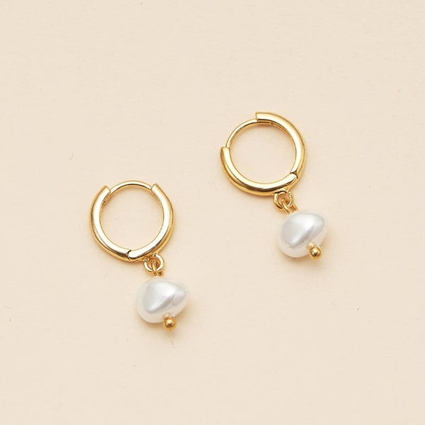 Pearl Charm Earrings | Gold