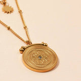 Layered Sun Pendant Necklace | Gold