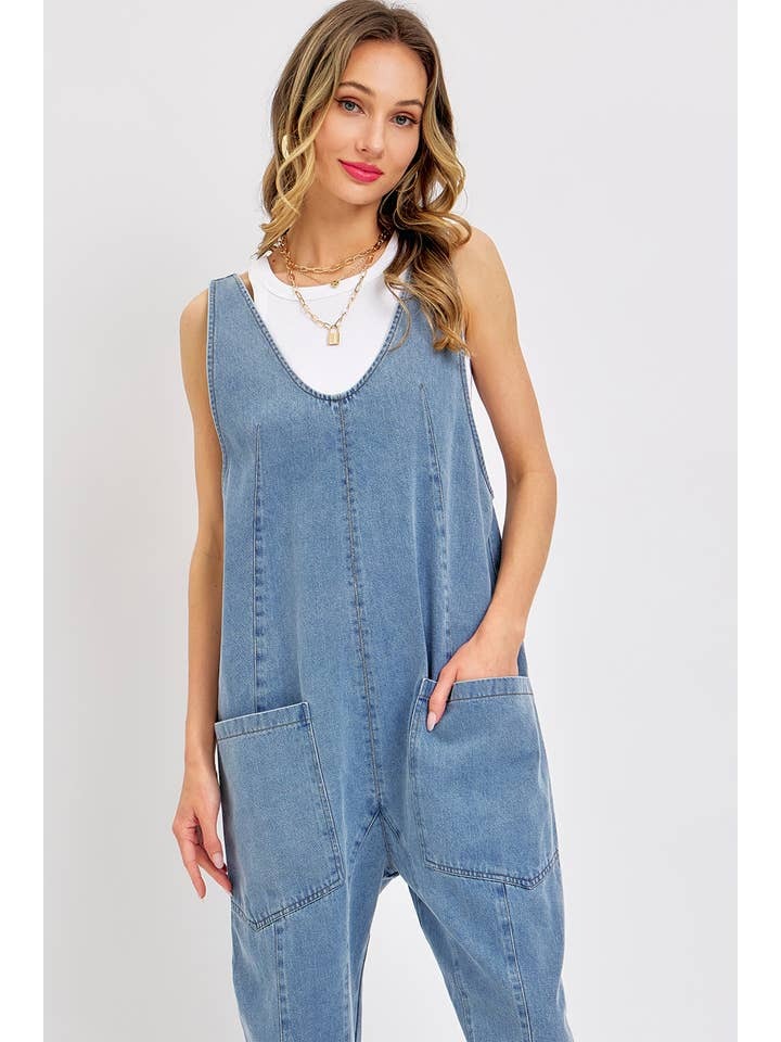 One-And-Done Jumpsuit | Washed Denim