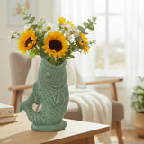 Textured Ceramic Fish Vase | Green
