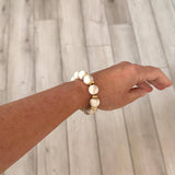 Retro Classic Beaded Bracelet | Neutral Marble & Gold