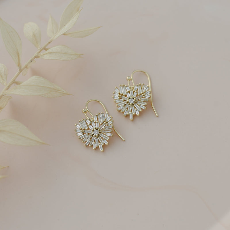 Elaborate Heart Earrings | Gold