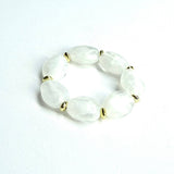 Flat Oval Stone Acrylic Bracelet | White Marble