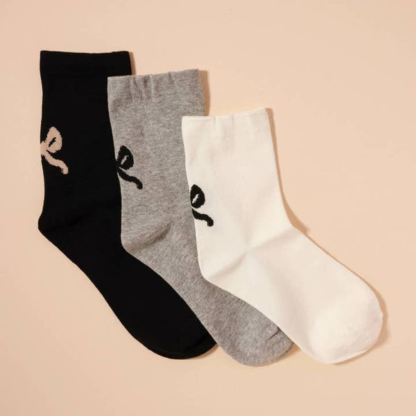 Bow Print Crew Socks