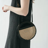 Round Cane Accent Bag | Black