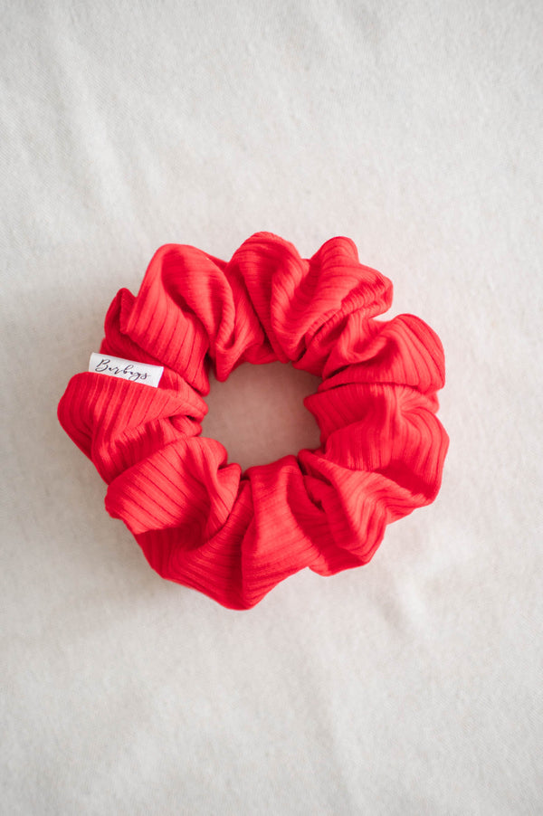 Barbays Scrunchie | Cherry Red Rib Knit