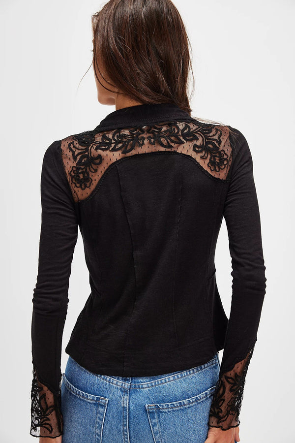 Rosebud Cuff Top | Black