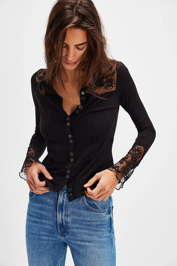 Rosebud Cuff Top | Black