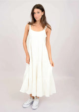 Solara Stripe Dress | White Nougat - FINAL SALE