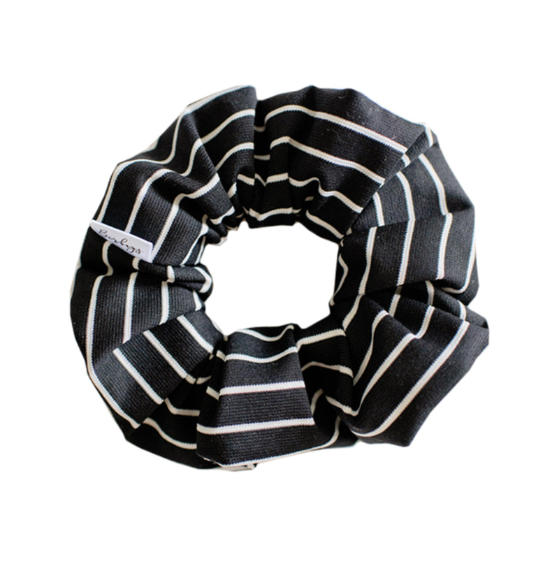 Barbays Scrunchie | Black with White Stripes