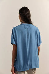 Nina V-Neck Tee | Azure Blue