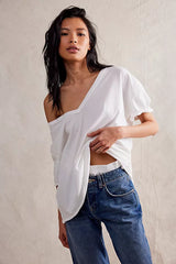 Nina V-Neck Tee | Ivory
