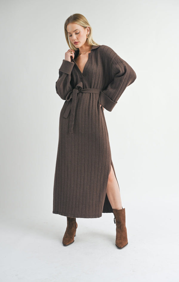 Amber Sweater Dress | Chocolate