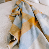Alpaca Large Throw | Gold/Blue Check