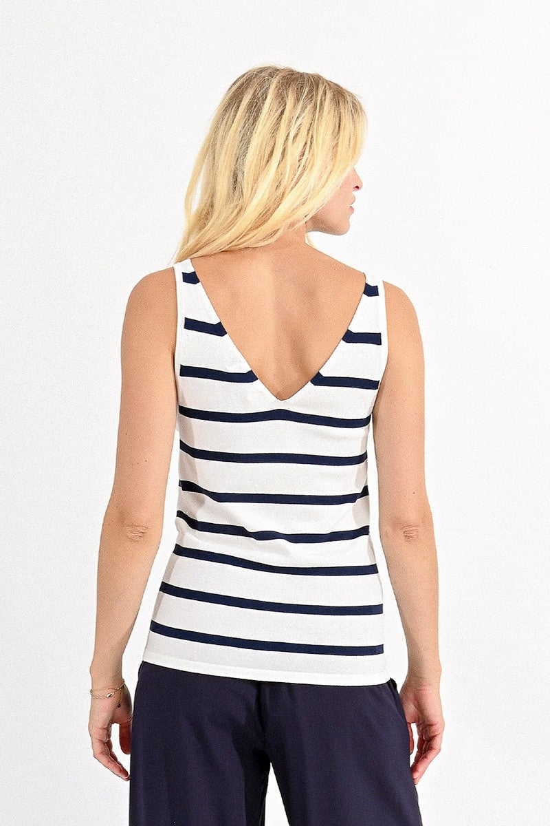 Adrienne Tank Top | Ecru & Navy - FINAL SALE