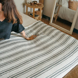 Fleece Lined Crinkle Throw | Charcoal Stripe