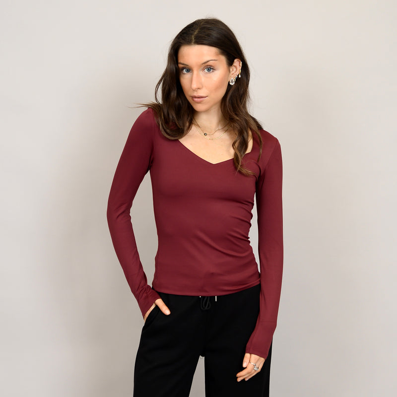 Sanna Long Sleeve Top | Oxblood