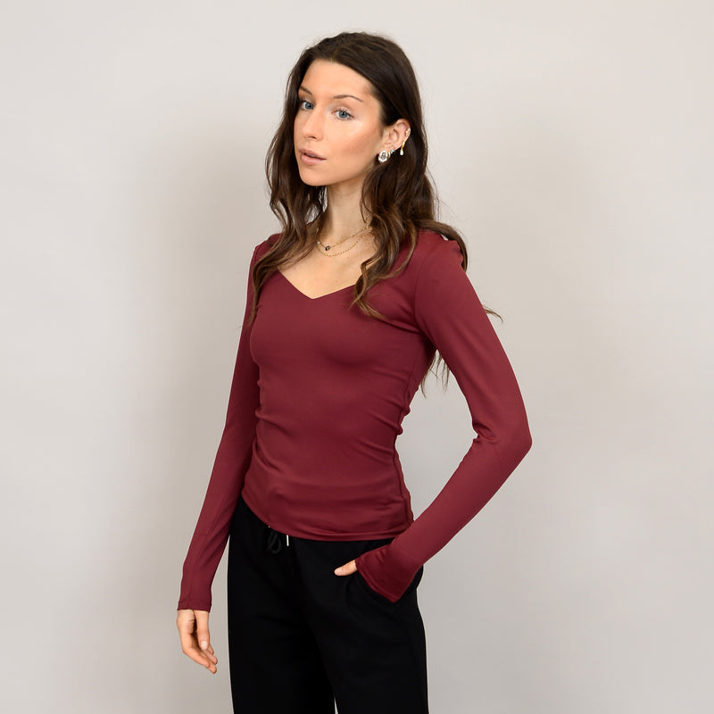 Sanna Long Sleeve Top | Oxblood